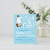 Snowman Winter ONEderland 1e verjaardag Uitnodigin Kaart (Staand voorkant)