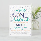 Snowman Winter ONEderland Uitnodiging (Staand voorkant)
