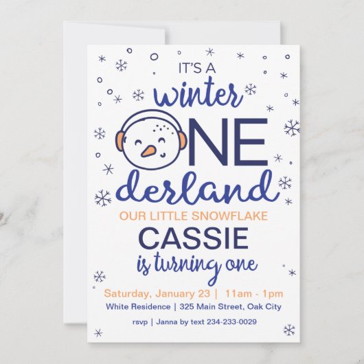 Snowman Winter ONEderland Uitnodiging (Voorkant)