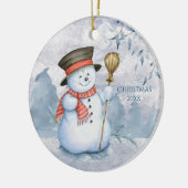 Snowman Winter Personaliseren jaartenduifsspelen Keramisch Ornament (Links)