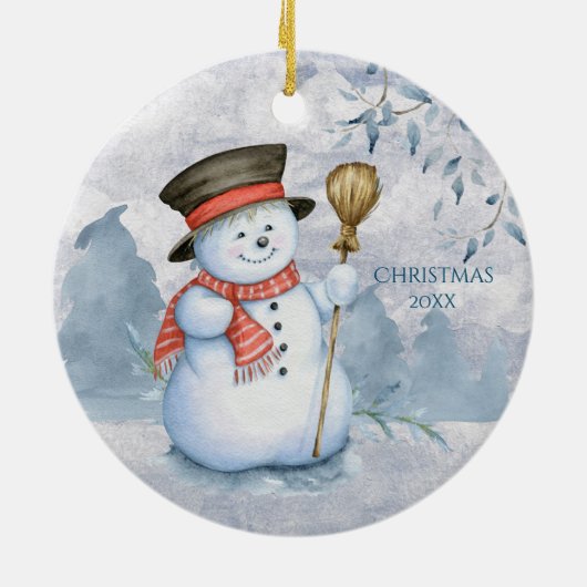 Snowman Winter Personaliseren jaartenduifsspelen Keramisch Ornament (Achterkant)