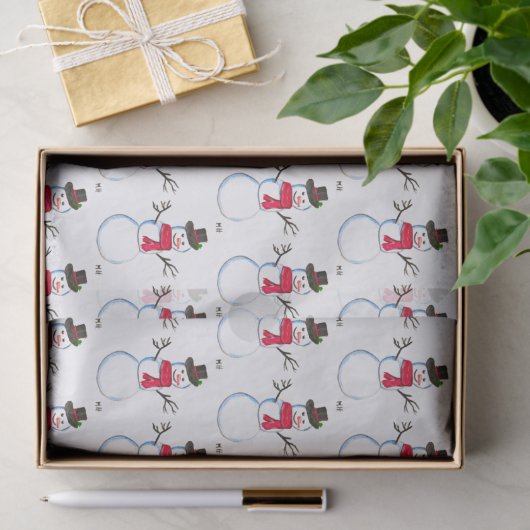 Snowman Winter Retro feestdagen Tissuepapier (Geschenk)