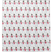 Snowman Winter Retro  Pattern Douchegordijn (Voorkant)