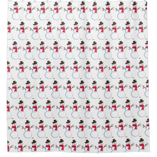 Snowman Winter Retro  Pattern Douchegordijn (Voorkant)