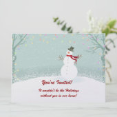 Snowman Winter Scene Holiday Party Uitnodigingen (Staand voorkant)