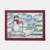 Snowman Winter Scene Welkom Doormat Deurmat (Voorkant)