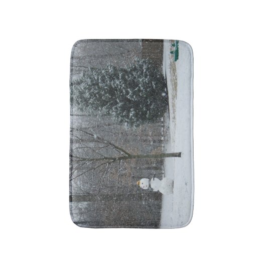 Snowman Winter Sneeuwscene van de buren Badmat (Voorkant Verticaal)