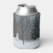 Snowman Winter Sneeuwscene van de buren Blikjeskoeler (Blikje Voorkant)