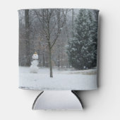 Snowman Winter Sneeuwscene van de buren Blikjeskoeler (Voorkant)