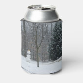 Snowman Winter Sneeuwscene van de buren Blikjeskoeler (Blikje Achterkant)