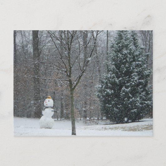 Snowman Winter Sneeuwscene van de buren Briefkaart (Voorkant)