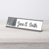 Snowman Winter Sneeuwscene van de buren Bureau Naambordje (Voorkant)