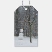 Snowman Winter Sneeuwscene van de buren Cadeaulabel (Voorkant)