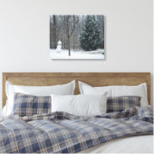 Snowman Winter Sneeuwscene van de buren Canvas Afdruk (Insitu (Slaapkamer))