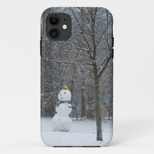 Snowman Winter Sneeuwscene van de buren Case-Mate iPhone Case (Achterkant)