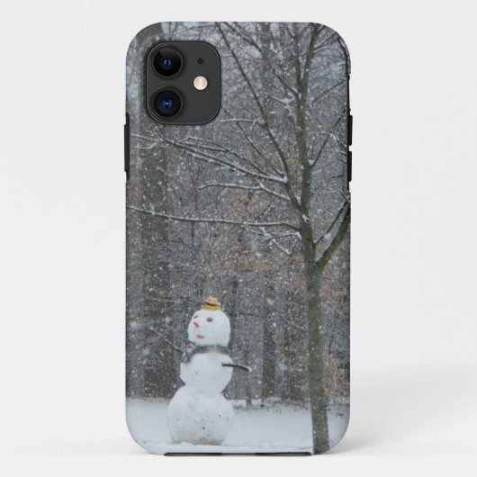Snowman Winter Sneeuwscene van de buren Case-Mate iPhone Case (Achterkant)
