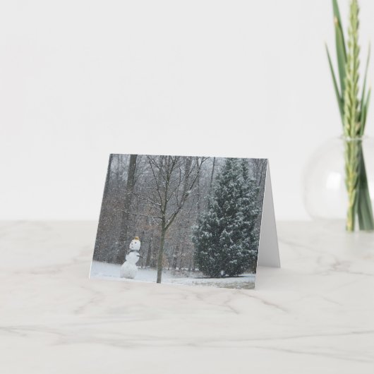 Snowman Winter Sneeuwscene van de buren Feestdagen Kaart (Voorkant)