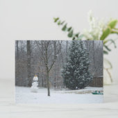 Snowman Winter Sneeuwscene van de buren Feestdagenkaart (Staand voorkant)