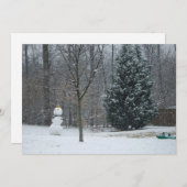 Snowman Winter Sneeuwscene van de buren Feestdagenkaart (Voorkant / Achterkant)