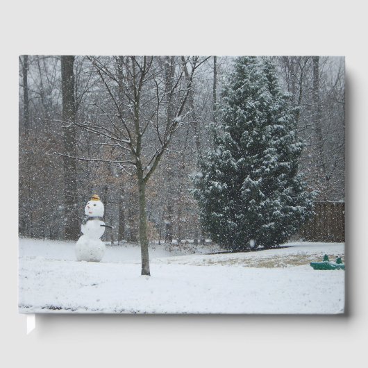 Snowman Winter Sneeuwscene van de buren Gastenboek (Voorkant)