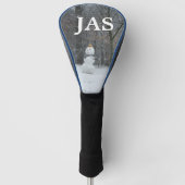 Snowman Winter Sneeuwscene van de buren Golfheadcover (Voorkant)