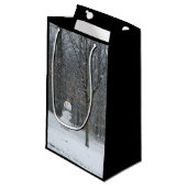 Snowman Winter Sneeuwscene van de buren Klein Cadeauzakje (Voorkant Gekanteld)