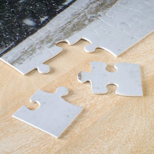 Snowman Winter Sneeuwscene van de buren Legpuzzel (Zijkant)