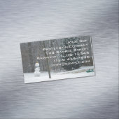 Snowman Winter Sneeuwscene van de buren Magnetisch Visitekaartje (Voorbeeld)