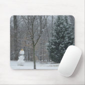 Snowman Winter Sneeuwscene van de buren Muismat (Met muis)