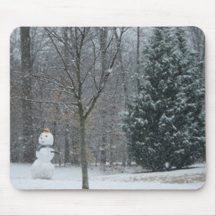 Snowman Winter Sneeuwscene van de buren Muismat