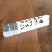 Snowman Winter Sneeuwscene van de buren Naambordje (Zijkant)