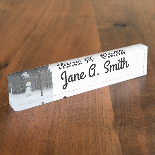 Snowman Winter Sneeuwscene van de buren Naambordje (Zijkant)