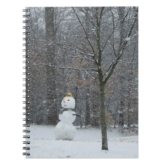 Snowman Winter Sneeuwscene van de buren Notitieboek (Voorkant)