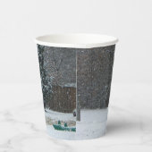 Snowman Winter Sneeuwscene van de buren Papieren Bekers (Rechts)