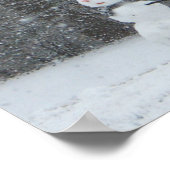 Snowman Winter Sneeuwscene van de buren Poster (Hoek)