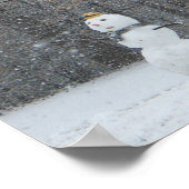 Snowman Winter Sneeuwscene van de buren Poster (Hoek)