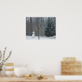 Snowman Winter Sneeuwscene van de buren Poster (Keuken)