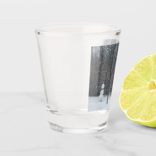 Snowman Winter Sneeuwscene van de buren Shot Glas (Links)