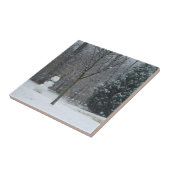 Snowman Winter Sneeuwscene van de buren Tegeltje (Zijkant)