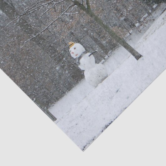 Snowman Winter Sneeuwscene van de buren Tissuepapier (Detail)