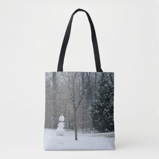 Snowman Winter Sneeuwscene van de buren Tote Bag (Voorkant)
