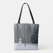 Snowman Winter Sneeuwscene van de buren Tote Bag (Achterkant)