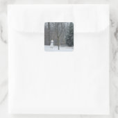 Snowman Winter Sneeuwscene van de buren Vierkante Sticker (Tas)