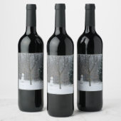 Snowman Winter Sneeuwscene van de buren Wijn Etiket (Flessen)