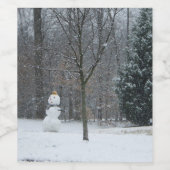 Snowman Winter Sneeuwscene van de buren Wijn Etiket (Enkel label)