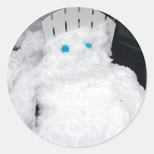 Snowman Winter Snow Melting Ronde Sticker (Voorkant)