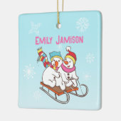 Snowman Winter Sports Name and Wish Ceramic Orname Keramisch Ornament (Links)