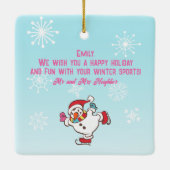Snowman Winter Sports Name and Wish Ceramic Orname Keramisch Ornament (Achterkant)