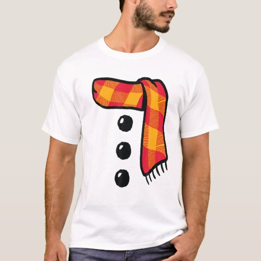 Snowman Winter Three Black Buttonnen Scarf Costume T-shirt (Voorkant)