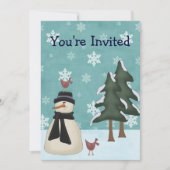 Snowman Winter verjaardagsfeestje uitnodiging (Voorkant)